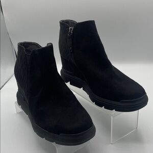 Dr. Scholl's Riley Black Ankle Boots, side zipper, wedge heel, size 6